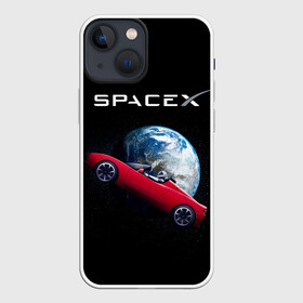 Чехол для iPhone 13 mini с принтом Space X Zero gravity car в Курске,  |  | american | astronaut | car | company | elon musk | in space | manufacturer | plane | space technology | space x | tesla | автомобиль | американская | астронавт | в космосе | илон маск | компания | космическая техника | планета земля | произ