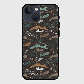 Чехол для iPhone 13 mini с принтом На Рыбалке в Курске,  |  | Тематика изображения на принте: блесна | воблер | донка | закидушка | крючок | подсак | поплавок | природа | рыба | рыбак | рыбалка | рыбная ловля | рыболов | садок | снасти | спиннинг | удочка | уха | хобби
