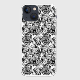 Чехол для iPhone 13 mini с принтом Злые Гориллы   Паттерн в Курске,  |  | africa | afrika | angry | ape | apes | black white | gorilla | gorillas | gorillaz | hip hop | monkey | pattern | raging | sketch | африка | африканский узор | злые обезьяны | мартышка | примат | приматы | рисунок | рисунок карандашом | скетч | узор | хип