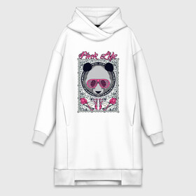 Платье-худи хлопок с принтом Панда в розовых очках в Курске,  |  | голова | животное | медведь | очки | панда | роза | розы | цветы