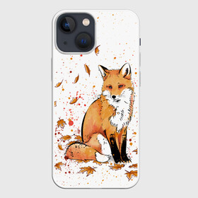 Чехол для iPhone 13 mini с принтом ЛИСА В ЛИСТЬЯХ   ОСЕННЕЕ НАСТРОЕНИЕ   FOX IN THE FOREST в Курске,  |  | autumn | forest | fox | животные | звери | лес | лиса | листья | музыка | ноты | осень | песни | природа