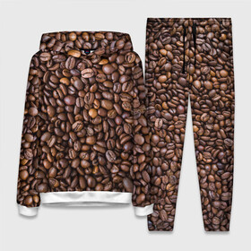 Женский костюм 3D (с толстовкой) с принтом Кофемания в Курске,  |  | black | coffee | coffee beans | coffeemania | roasted | жареные | зерна | кофе | кофейные | кофемания | черные