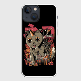 Чехол для iPhone 13 mini с принтом АНИМЕ КОТ ЕДИНОРОЖЕК в Курске,  |  | Тематика изображения на принте: anime | cat | city | japan | manga | unicorn | аниме | великан | город | единорог | звери | кот | котик | манга | милый | монстр | пушистый | япония