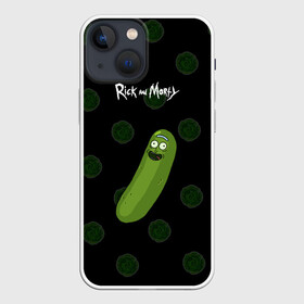 Чехол для iPhone 13 mini с принтом Rick Pickle в Курске,  |  | Тематика изображения на принте: morty | pickle | ram | randm | rick | rick and morty | злой морти | злой рик | морти | мультфильмы | огурец | портал рик и морти | рик | рик и морти | рик огурец | рик огурчик | сыендук