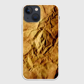 Чехол для iPhone 13 mini с принтом Старая мятая бумага в Курске,  |  | crumpled | dirty | old | packaging | paper | relief | rusty | texture | wrinkled | yellow | бумага | грязная | желтая | мятая | помятая | рельеф | ржавая | старая | текстура | упаковочная