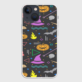 Чехол для iPhone 13 mini с принтом Уютный Halloween в Курске,  |  | halloween | ведьма | летучая мышь | тыква | хэллоуин