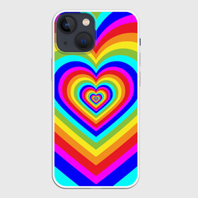 Чехол для iPhone 13 mini с принтом Цветные сердца | Colored hearts в Курске,  |  | Тематика изображения на принте: 00s | 2000s | 70s | 80s | 90s | aesthetic | bratz | colour | cow | cute | funny | girl | girly | glitter | grunge | heart | indie | meme | memes | pastel | pink | pinterest | popular | rainbow | retro | tiktok | trending | trendy | tumblr | vintage | vsco