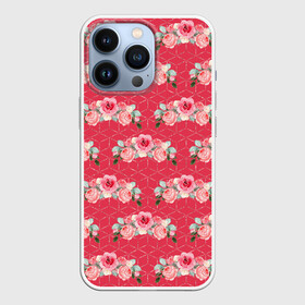 Чехол для iPhone 13 Pro с принтом Красные розы паттерн в Курске,  |  | rose | паттерн | розочки | розы | цветки | цветочки | цветы