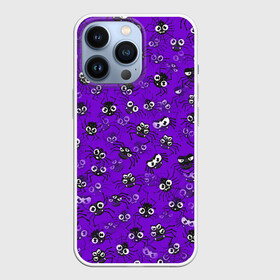 Чехол для iPhone 13 Pro с принтом Вредные паучки в Курске,  |  | halloween | арахнофобия | паттерн | паук | пауки | паучок | фиолетовый | хеллоуин