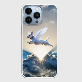 Чехол для iPhone 13 Pro с принтом Ангельский пес в Курске,  |  | Тематика изображения на принте: angel | dog | ангел | ангельский пес | крылья | пес | полет