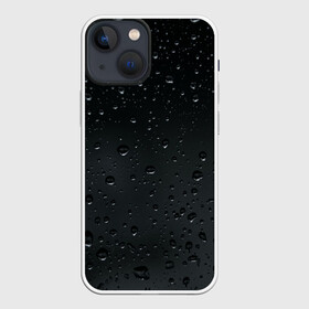 Чехол для iPhone 13 mini с принтом Ночной дождь в Курске,  |  | без надписей | дождь | капли | ночь | стекло | темный | черный