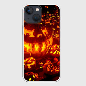 Чехол для iPhone 13 mini с принтом Тыквы на Хэллоуин в Курске,  |  | angry | different | fear | funny | glow | happy halloween | holiday | many | night | pumpkins | весёлые | злые | много | ночь | праздник | разные | светятся | тыквы | хэллоуин