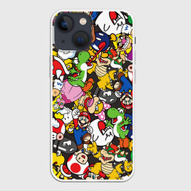 Чехол для iPhone 13 mini с принтом Mrio ALLSTARS в Курске,  |  | bowser | bullet bill | goomba | koopa troopa | luigi | mario | princess peach | toad | yoshi | боузер | гриб | гумба | йоши | купа | луиджи | марио | пуля билл