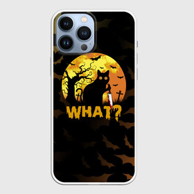 Чехол для iPhone 13 Pro Max с принтом WHAT CAT | HALLOWEEN в Курске,  |  | america | cat | halloween | usa | what | америка | тьма | ужас | хелловин | хеллоуин | хэллоуин | черный кот