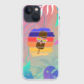 Чехол для iPhone 13 mini с принтом Эскимо в Тропиках в Курске,  |  | bright colors | ice cream | palm trees | popsicle | popular | top | trending | tropics | в топе | в тренде | мороженое | пальмы | популярные | тропики | эскимо | яркие цвета