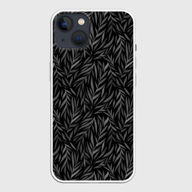 Чехол для iPhone 13 с принтом Растительный орнамент (черно белый) в Курске,  |  | ветви | дебри | деревья | джунгли | заросли | кусты | лесное | листва | листья | орнамент | осень | паттерн | принт | природа | растения | растительность | роспись | сад | серое | сплошное | темное