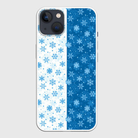 Чехол для iPhone 13 с принтом Снежинки (зимняя пора) в Курске,  |  | merry christmas | дед мороз | ёлка | зима | мороз | новый год | подарок | праздник | рождество | с новым годом | сантаклаус | снег | снеговик | снегурочка | снежинки | снежные узоры | узоры