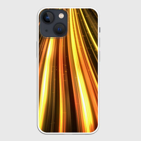 Чехол для iPhone 13 mini с принтом Vzlet в Курске,  |  | Тематика изображения на принте: желтый | лучи | неон | неоновый | оранжнвый | полосы