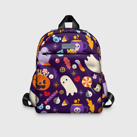 Детский рюкзак 3D с принтом HALLOWEEN BTS BT21 PATTERN | БТ21 БТС ХЕЛЛОУИН в Курске, 100% полиэстер | лямки с регулируемой длиной, сверху петелька, чтобы рюкзак можно было повесить на вешалку. Основное отделение закрывается на молнию, как и внешний карман. Внутри дополнительный карман. По бокам два дополнительных кармашка | army | bangtan boys | bt21 | bts | bts stickers | chimmy | cooky | koya | mang | monster | rap monster | rapmon | rj | rm | shooky | tata | van | бтс | ви | джейхоуп | джонгук | реп монстр | стикеры bts | сюга | чимин | чин