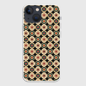 Чехол для iPhone 13 mini с принтом Абстракция из бежевых и зеленых кругов в Курске,  |  | abstraction | circles | shapes | абстракция | бежевый | зеленый | коричневый | круги | молодежный | принт | узор | фигуры