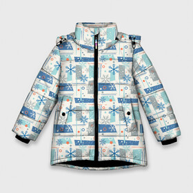Зимняя куртка для девочек 3D с принтом Зимний Дизайн в Курске, ткань верха — 100% полиэстер; подклад — 100% полиэстер, утеплитель — 100% полиэстер. | длина ниже бедра, удлиненная спинка, воротник стойка и отстегивающийся капюшон. Есть боковые карманы с листочкой на кнопках, утяжки по низу изделия и внутренний карман на молнии. 

Предусмотрены светоотражающий принт на спинке, радужный светоотражающий элемент на пуллере молнии и на резинке для утяжки. | merry christmas | дед мороз | ёлка | зима | мороз | новый год | подарок | праздник | рождество | с новым годом | сантаклаус | снег | снеговик | снегурочка | снежинки | снежные узоры | узоры