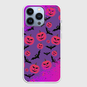 Чехол для iPhone 13 Pro с принтом HALLOWEEN NEON в Курске,  |  | bat | gourd | halloween | haloween | melon | neon | pumpkin | squash | неон | тыква | хеллоин | хеллоуин | хелоин | хэллоуин