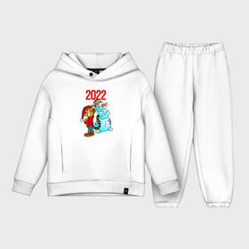 Детский костюм хлопок Oversize с принтом Тигр и снеговик 2022 в Курске,  |  | 2022 | год тигра | новый год | новый год 2022 | символ года | тигр | тигренок | тигрица | тигры