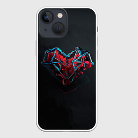 Чехол для iPhone 13 mini с принтом Техносердце в Курске,  |  | графика | любовь | сердце | серый | техно