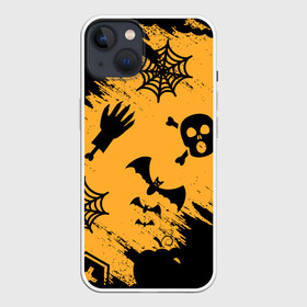 Чехол для iPhone 13 с принтом УЖАСТИК НА ХЭЛЛОУИН в Курске,  |  | bones | ghost | halloween | haloween | pumpkin | rip | skull | кости | приведение | призрак | рип | скелет | тыква | хеллоин | хеллоуин | хелоин | хелоуин | хоррор | хэллоин | хэллоуин | хэлоин | хэлоуин