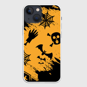 Чехол для iPhone 13 mini с принтом УЖАСТИК НА ХЭЛЛОУИН в Курске,  |  | bones | ghost | halloween | haloween | pumpkin | rip | skull | кости | приведение | призрак | рип | скелет | тыква | хеллоин | хеллоуин | хелоин | хелоуин | хоррор | хэллоин | хэллоуин | хэлоин | хэлоуин