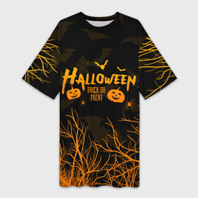 Платье-футболка 3D с принтом HALLOWEEN FOREST BATS  ЛЕТУЧИЕ МЫШИ В ЛЕСУ ХЕЛЛОУИН в Курске,  |  | bats | bones | ghost | halloween | pumpkin | skull | кости | летучие мыши | приведение | призрак | скелет | тыква | хеллоуин | хоррор | хэллоуин