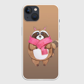 Чехол для iPhone 13 с принтом акварельный енотик в Курске,  |  | raccoon cartoon animal | акварель | детский | енот | мультипликационный персонаж | мультяшка | ребенок | рисунок