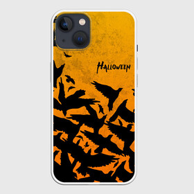 Чехол для iPhone 13 с принтом ВОРОНЫ ХЕЛЛОУИН   CROWS HALLOWEEN в Курске,  |  | bats | bones | crow | ghost | halloween | pumpkin | skull | вороны | кости | летучие мыши | приведение | призрак | скелет | тыква | хеллоуин | хоррор | хэллоуин