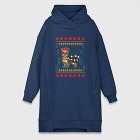 Платье-худи хлопок с принтом Рождественский свитер Йоркшик в Курске,  |  | christmas | ugly sweater | вечеринка | йорк | йоркширский терьер | новый год | праздники | рождественский свитер | рождество | собака | собачка | уродливый свитер