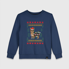 Детский свитшот хлопок с принтом Рождественский свитер Йоркшик в Курске, 100% хлопок | круглый вырез горловины, эластичные манжеты, пояс и воротник | Тематика изображения на принте: christmas | ugly sweater | вечеринка | йорк | йоркширский терьер | новый год | праздники | рождественский свитер | рождество | собака | собачка | уродливый свитер