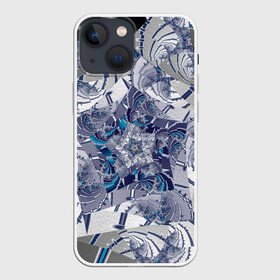 Чехол для iPhone 13 mini с принтом Абстракция 499 в Курске,  |  | абстракция | геометрический | геометрия | контрастный | линии | многогранник | серый | синий | строгий | фрактал | яркий