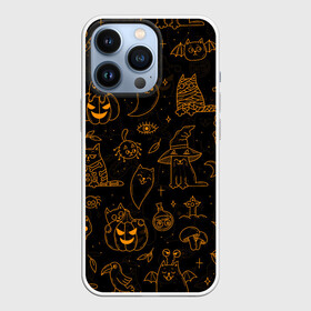 Чехол для iPhone 13 Pro с принтом ХЕЛЛОУИН ПАТТЕРН КОТИКИ   HALLOWEEN KITTY в Курске,  |  | bats | bones | cat | ghost | halloween | kitty | pumpkin | skull | spider | кости | кот | кошка | летучие мыши | паук | паутина | приведение | призрак | скелет | тыква | хеллоуин | хоррор | хэллоуин