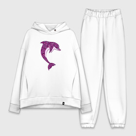 Женский костюм хлопок Oversize с принтом Дельфин розовый в Курске,  |  | dolphin | дельфин | море | розовый дельфин
