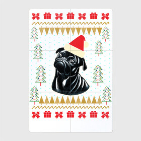Магнитный плакат 2Х3 с принтом Рождественский свитер Черный мопс в Курске, Полимерный материал с магнитным слоем | 6 деталей размером 9*9 см | Тематика изображения на принте: christmas | ugly sweater | вечеринка | мопс | новогодние праздники | новый год | рождественский свитер | рождество | собака | собачка | уродливый свитер | черный мопс