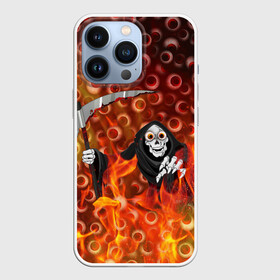 Чехол для iPhone 13 Pro с принтом Смерть всё видит в Курске,  |  | halloween | глаза | коса | огонь | пламя | хэллоуин