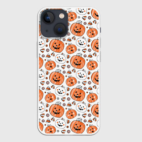 Чехол для iPhone 13 mini с принтом Patern Halloween 17 в Курске,  |  | Тематика изображения на принте: 31 | bones | holiday | skull | spider | witches
