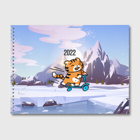 Альбом для рисования с принтом Тигренок  на  самокате в Курске, 100% бумага
 | матовая бумага, плотность 200 мг. | 2022 | год тигра | новый год | новый год 2022 | символ года | тигр | тигренок | тигрица | тигры