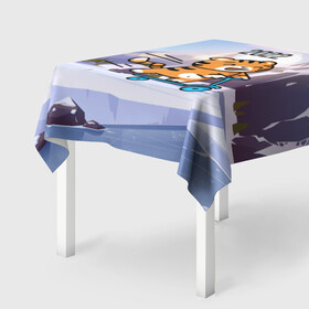 Скатерть 3D с принтом Тигренок  на  самокате в Курске, 100% полиэстер (ткань не мнется и не растягивается) | Размер: 150*150 см | 2022 | год тигра | новый год | новый год 2022 | символ года | тигр | тигренок | тигрица | тигры