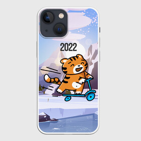 Чехол для iPhone 13 mini с принтом Тигренок  на  самокате в Курске,  |  | 2022 | год тигра | новый год | новый год 2022 | символ года | тигр | тигренок | тигрица | тигры