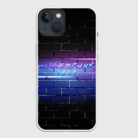 Чехол для iPhone 13 с принтом Cyberpunk 2077 | Neon в Курске,  |  | 2077 | cyberpunk | cyberpunk 2077 | neon | nofun | кирпич | надпись | надпись на стене