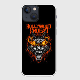 Чехол для iPhone 13 mini с принтом Hollywood Undead DAY of the DEAD в Курске,  |  | Тематика изображения на принте: hollywood undead | hu | андед | волк | волчья голова | голивуд | голливуд | голливудская нежить | группа | гу | огненные глаза | огненный взгляд | орел | оскал | пасть | птица | реп | рок | рэп | рэпкор | силуэт