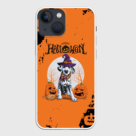 Чехол для iPhone 13 mini с принтом Далматинец в шляпе | Хэллоуин в Курске,  |  | dog | dog halloween | halloween | haloween | далматинец | далматинец в шляпе | долматинец | долмотинец | собака | собака в шапке | хеллоин | хеллоуин | хелоин | хелоуин | хэллоин | хэллоуин | хэлоин | хэлоуин