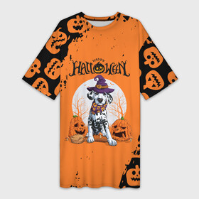 Платье-футболка 3D с принтом Далматинец в шляпе  Хэллоуин в Курске,  |  | dog | dog halloween | halloween | haloween | далматинец | далматинец в шляпе | долматинец | долмотинец | собака | собака в шапке | хеллоин | хеллоуин | хелоин | хелоуин | хэллоин | хэллоуин | хэлоин | хэлоуин