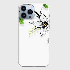 Чехол для iPhone 13 Pro Max с принтом Цветочная композиция с бабочками в Курске,  |  | Тематика изображения на принте: бабочка | ветка | лист | природа | узор | цветы