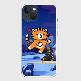Чехол для iPhone 13 с принтом Влюбленный тигренок с сердечками в Курске,  |  | 2022 | год тигра | новый год | новый год 2022 | символ года | тигр | тигренок | тигрица | тигры